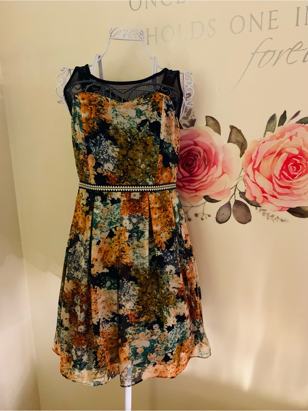 Mystree Floral Fit&Flare Midi Dress Sleeveless Summer Cottage-core SZ M